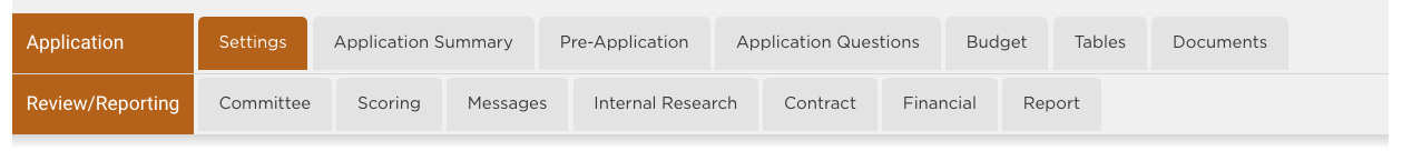 Program Setup Tabs